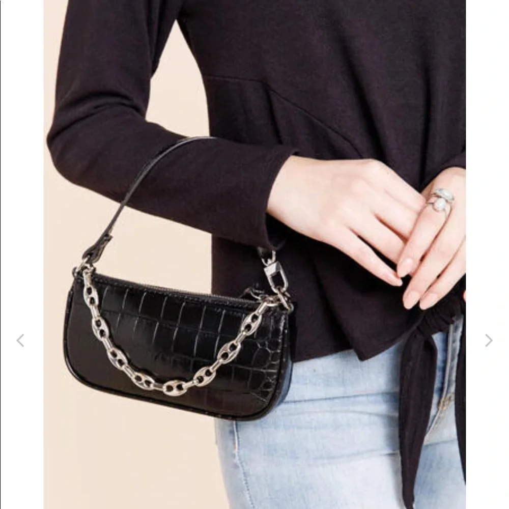 Marlowe Croc Embossed Chain Hobo Handbag - Picture 2 of 4